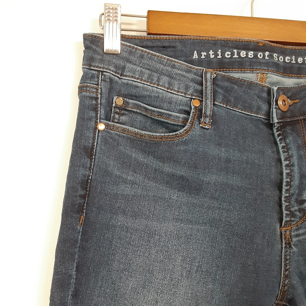 Articles Of Society Dark Blue Stretch Denim Midrise Skinny Jeans Women Size 27 - Picture 3 of 12